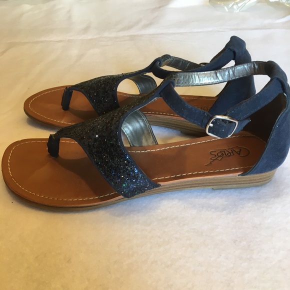 Carlos Santa sandals 8 vegan blue sparkles Tibbi - Picture 2 of 8